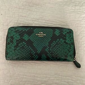 Coach Emerald Snake Pattern Zip Wallet
